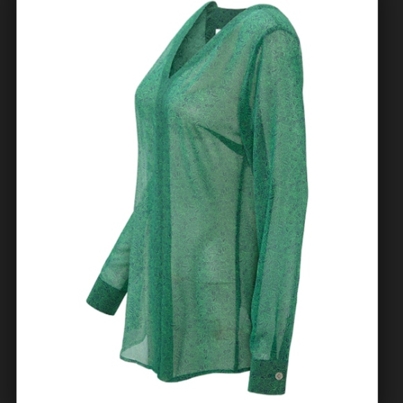CAbi Tops - CAbi Vine Print Bountiful V Neck Sher Blouse